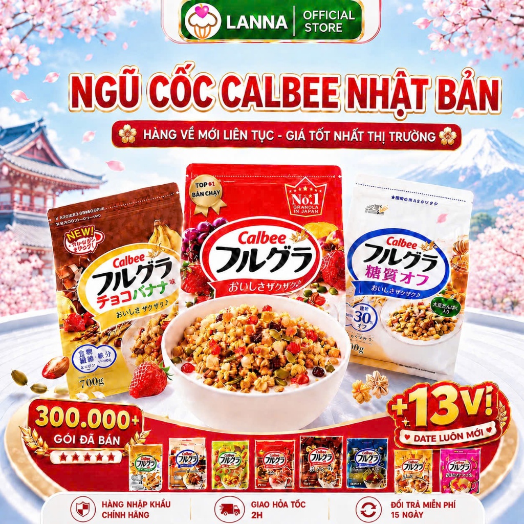 Ngũ cốc Calbee ăn kiêng giảm cân Nhật Bản mix hoa quả trái cây sữa chua dùng ăn sáng siêu thơm ngon - Lanna Store