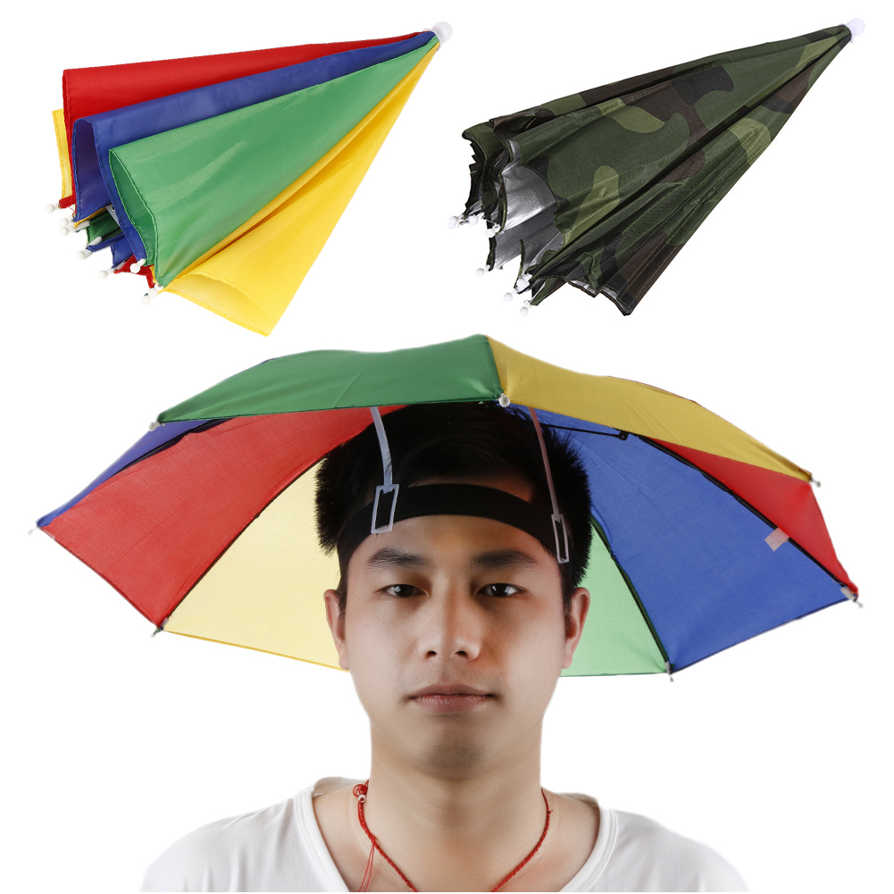 Mũ đội đầu gấp gọn mới 2021 ô che nắng họa tiết cây dừa cầu vồng mũ đội đầu che nắng cho câu cá chơi gôn cắm trại