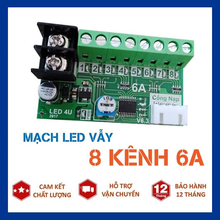 Mạch led vẫy 8 kênh, 6A điều khiển biển led vẫy