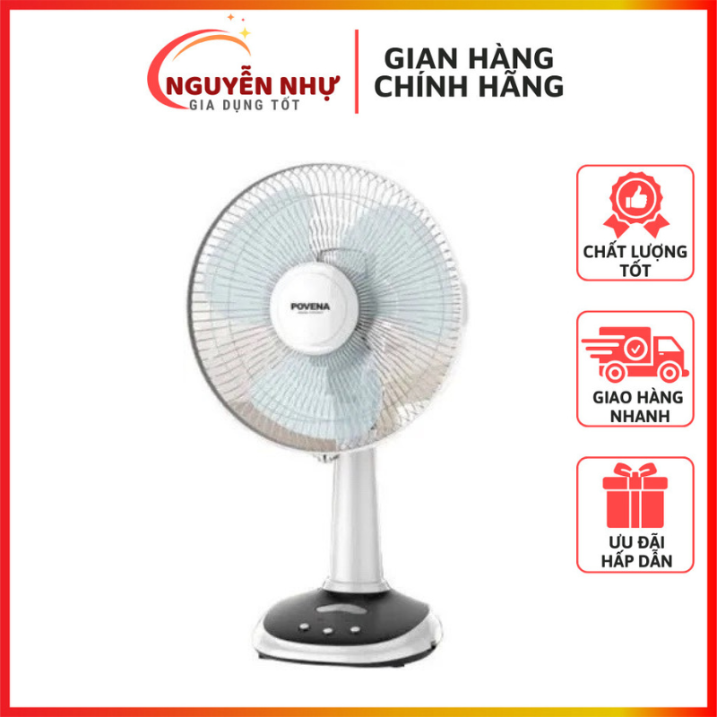 Quạt Tích Điện POVENA PVN Công Suất 10W, Quạt Gió, Thiết Kế Nhỏ Gọn - Bảo Hành 12 Tháng