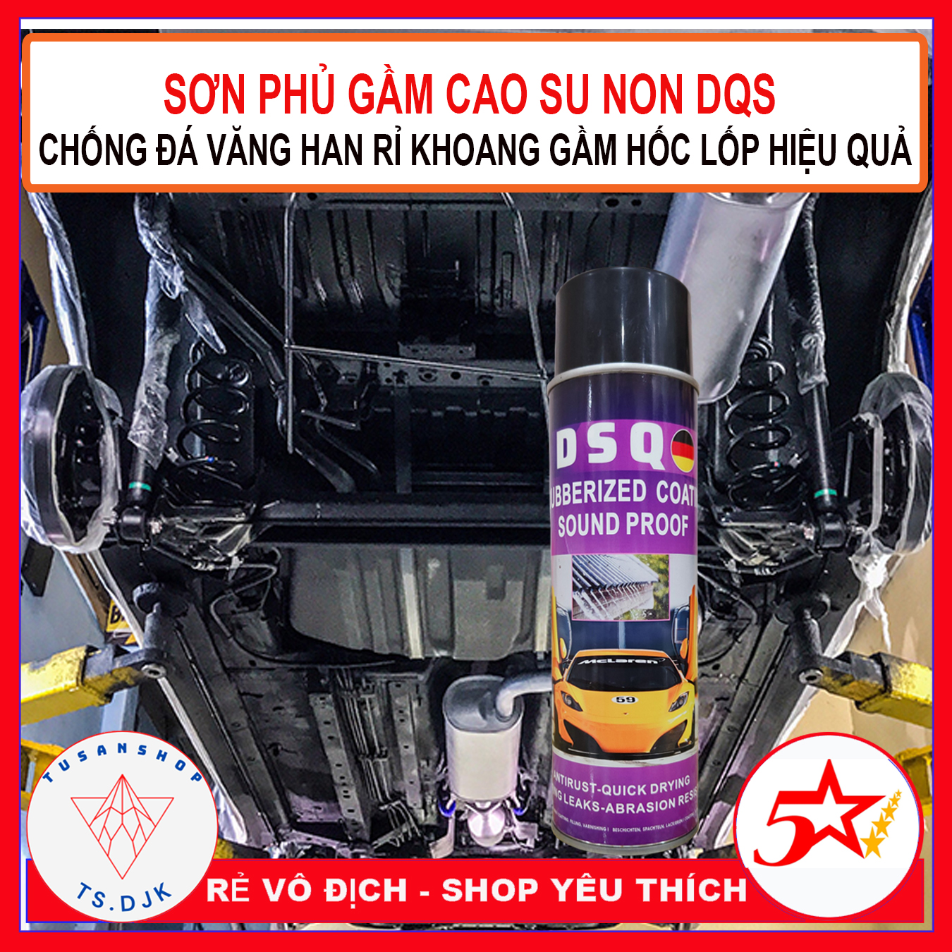 [XẢ KHO 3 NGÀY] Sơn Phủ Gầm DSQ - Xịt Trực Tiếp Bằng Vòi Phụt Tay - Sơn Phủ Gầm Chống Gí Sét - Sơn Chống Ồn - Công nghệ ĐỨC- SANTA Nhập Khẩu