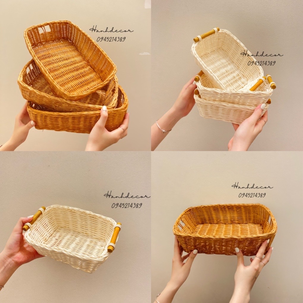 Giỏ đựng đồ mây tre đan chống mốc - khay mây đựng đồ - giỏ mây tre đựng đồ - đựng đồ ăn, mỹ phẩm , đựng đồ