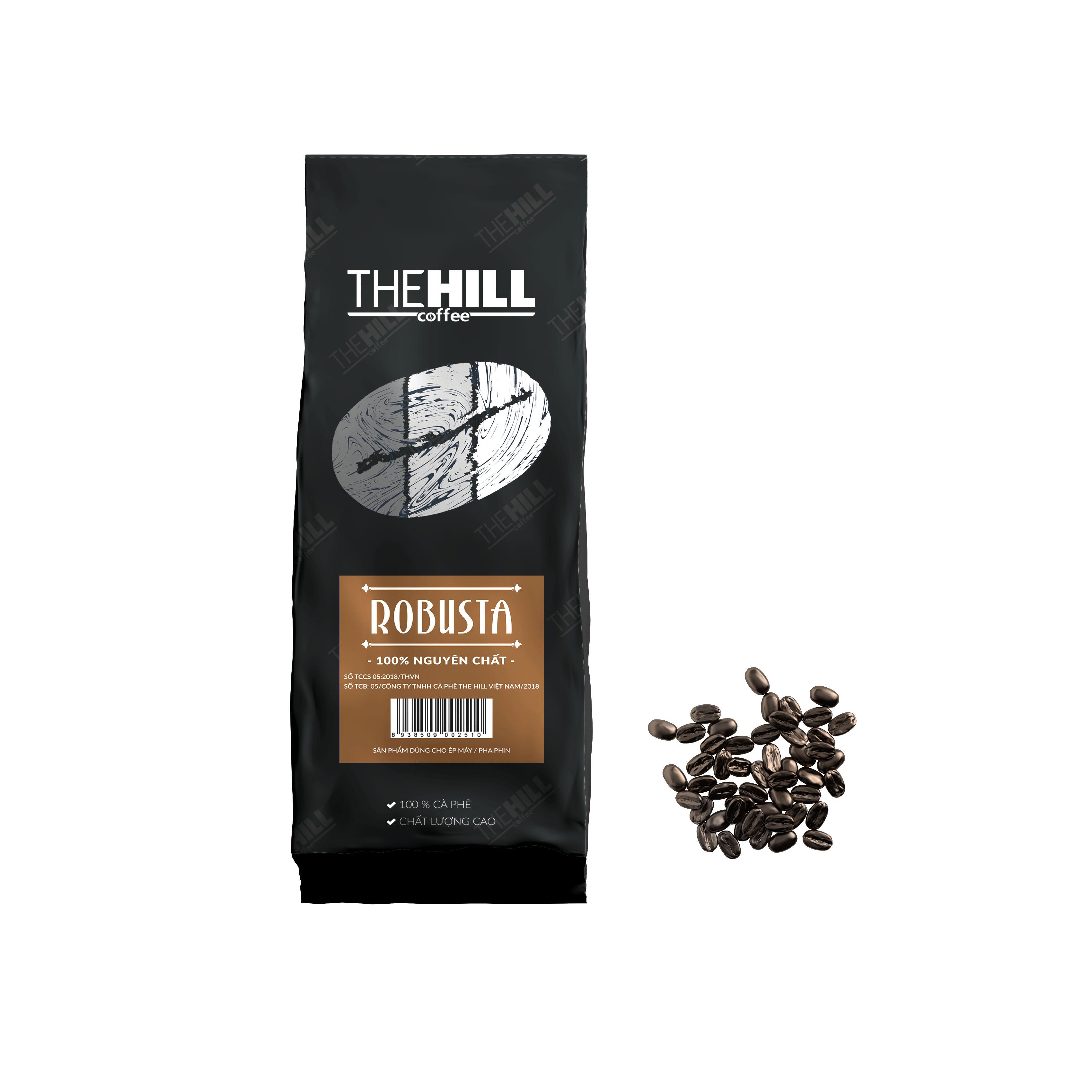 Cà phê nguyên chất Robusta - Nguyên hạt 500g - Cafe The Hill Việt Nam