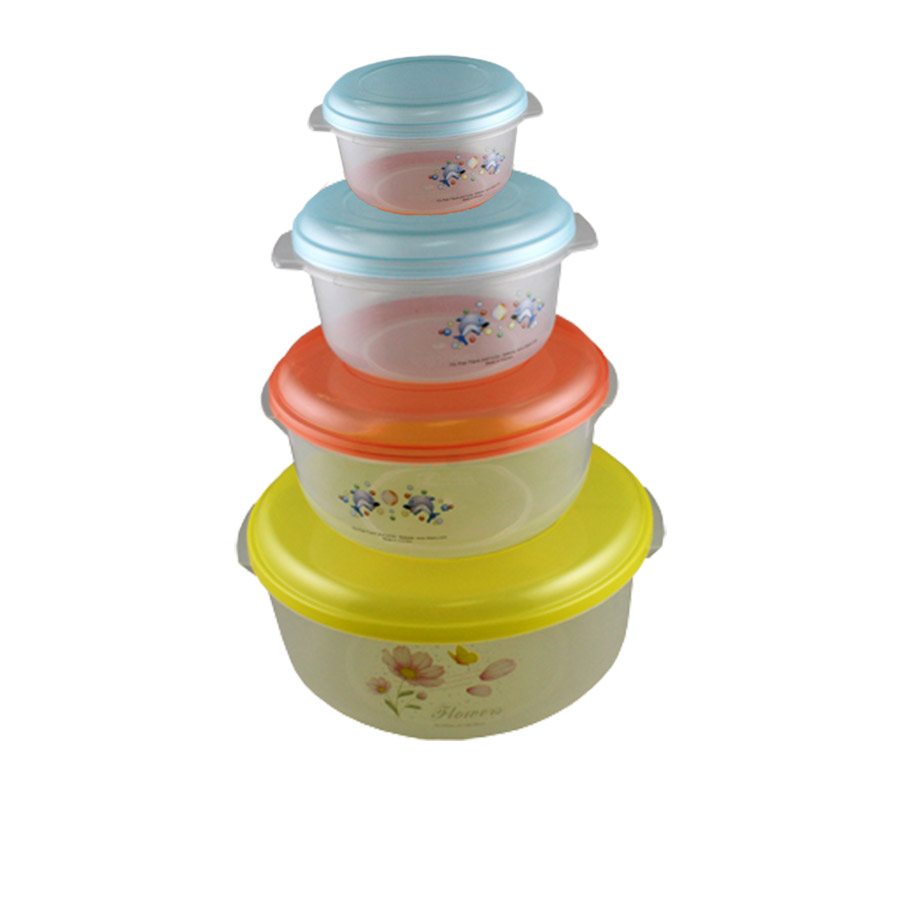 Bộ 4 thố nhựa hộp nhựa đựng thực phẩm cao cấp dung tích từ bé đến lớn 300ml 700ml 1000ml 2500ml  -  màu ngẫu nhiên -4THO-00TO03