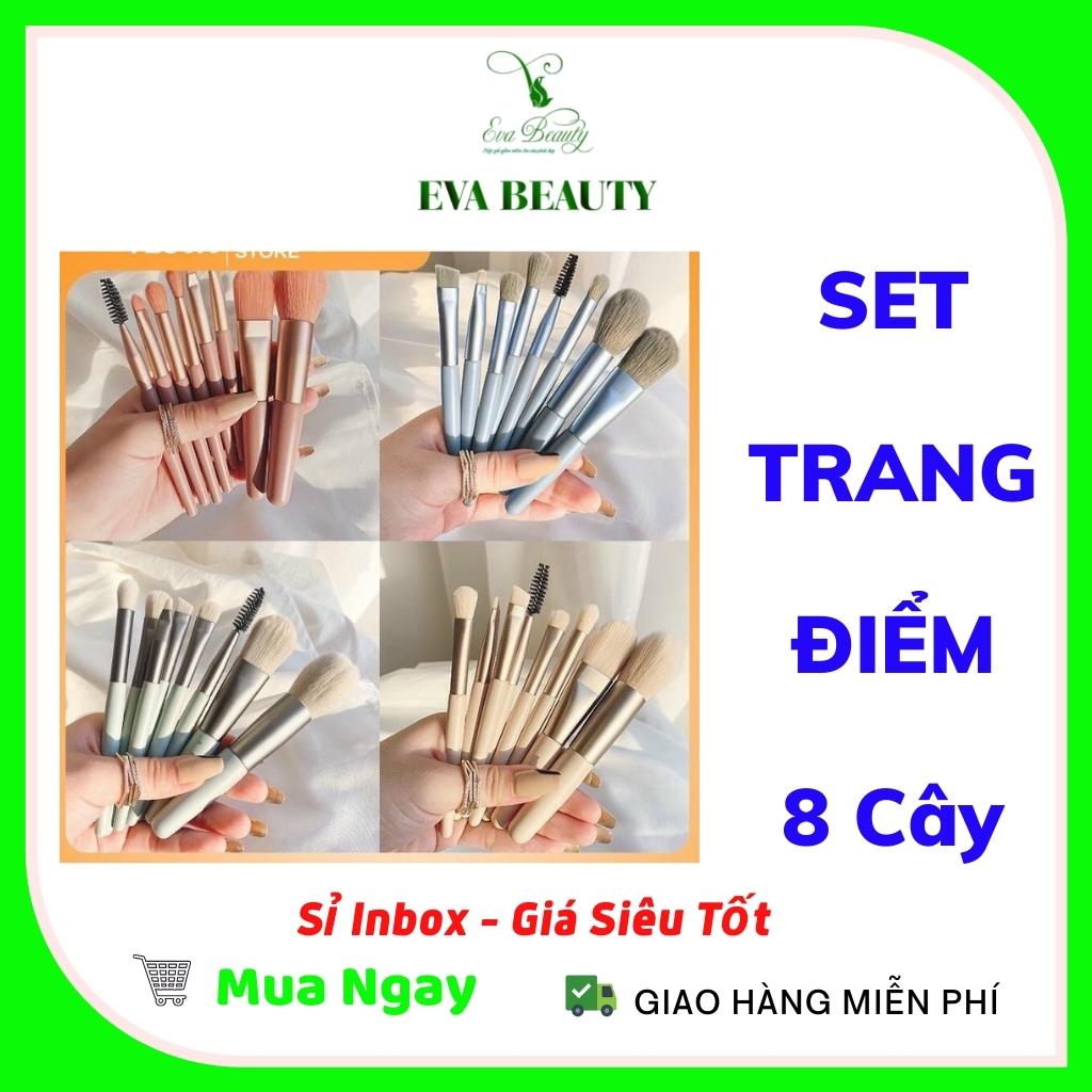 Bộ cọ trang điểm make up cá nhân 8 cây tặng kèm túi zip Vintage EVA BEAUTY