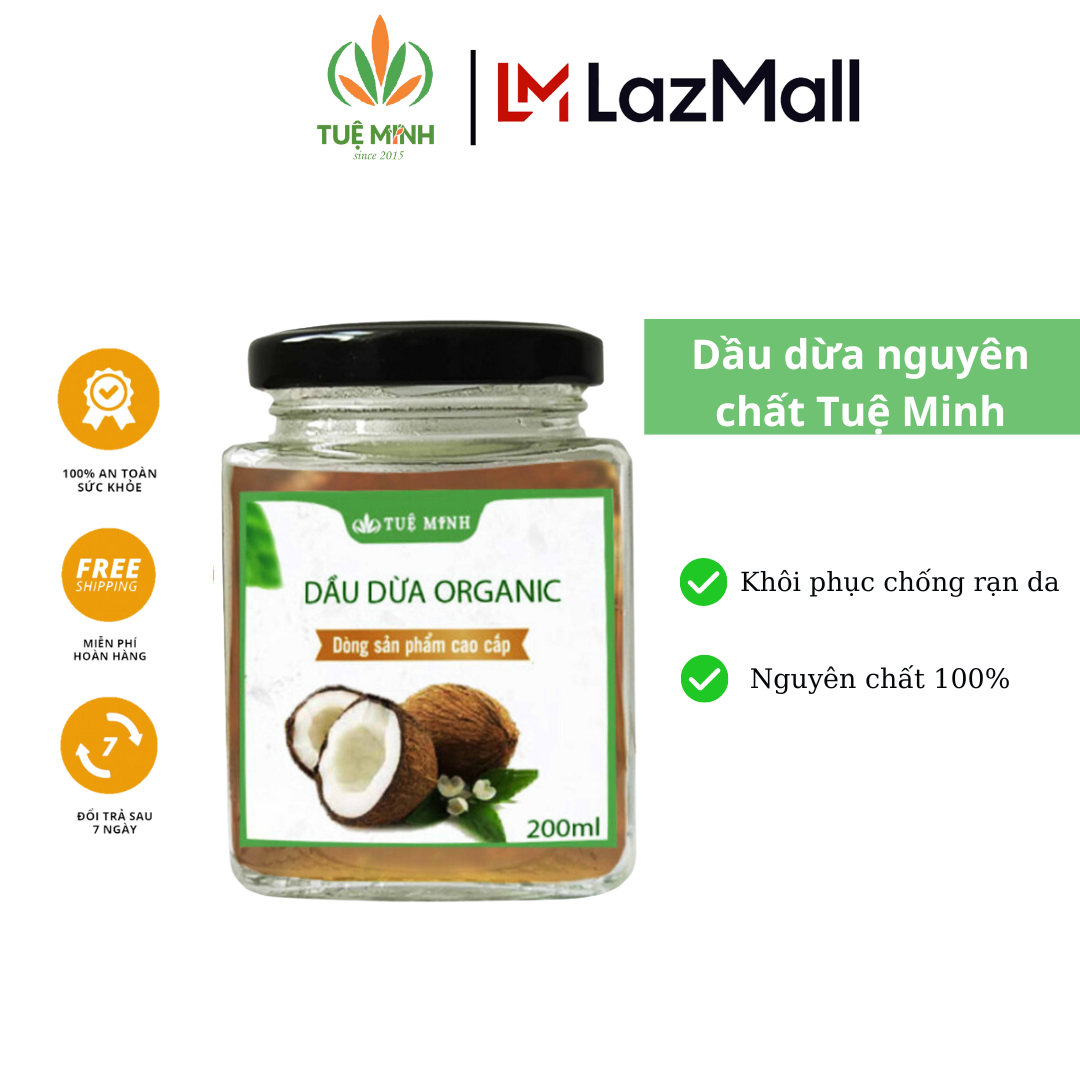 Dầu dừa nguyên chất Tuệ Minh khôi phục rạn nứt da phụ nữ sau sinh lọ thủy tinh 500ml