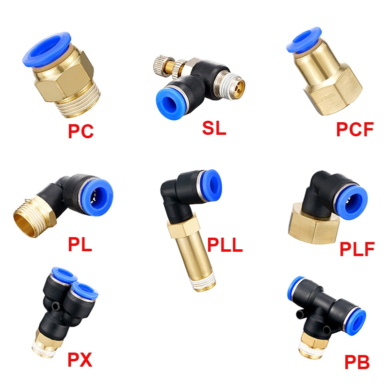 【HOT】 1pcs Pneumatic Connector PCF 4MM-12mm Hose Tube Air Fitting 1/4 quot; 1/8 quot; 3/8 quot; 1/2 quot;BSPT Male Thread Pipe Coupler