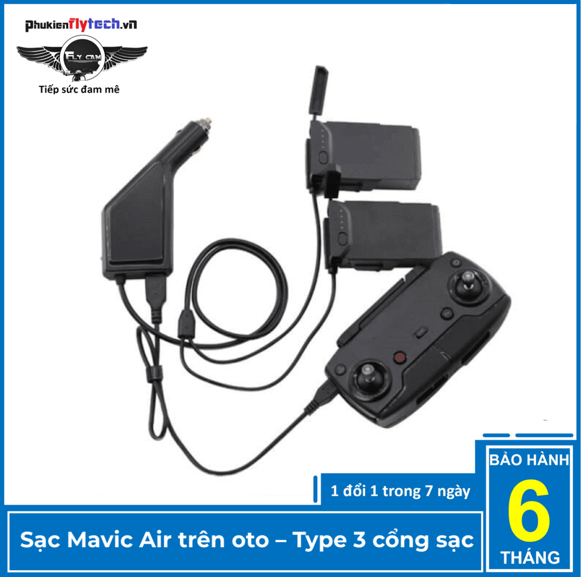 Sạc oto mavic air - Car charger for mavic air - chính hãng Yxtech - bảo hành 6 tháng - khả năng sạc 2 pin trên oto - thời gian sạc khoảng 60 phút.
