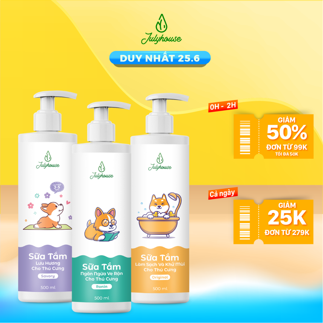 Sữa tắm cho chó mèo 150ml/500ml Julyhouse thơm mát khử mùi hôi