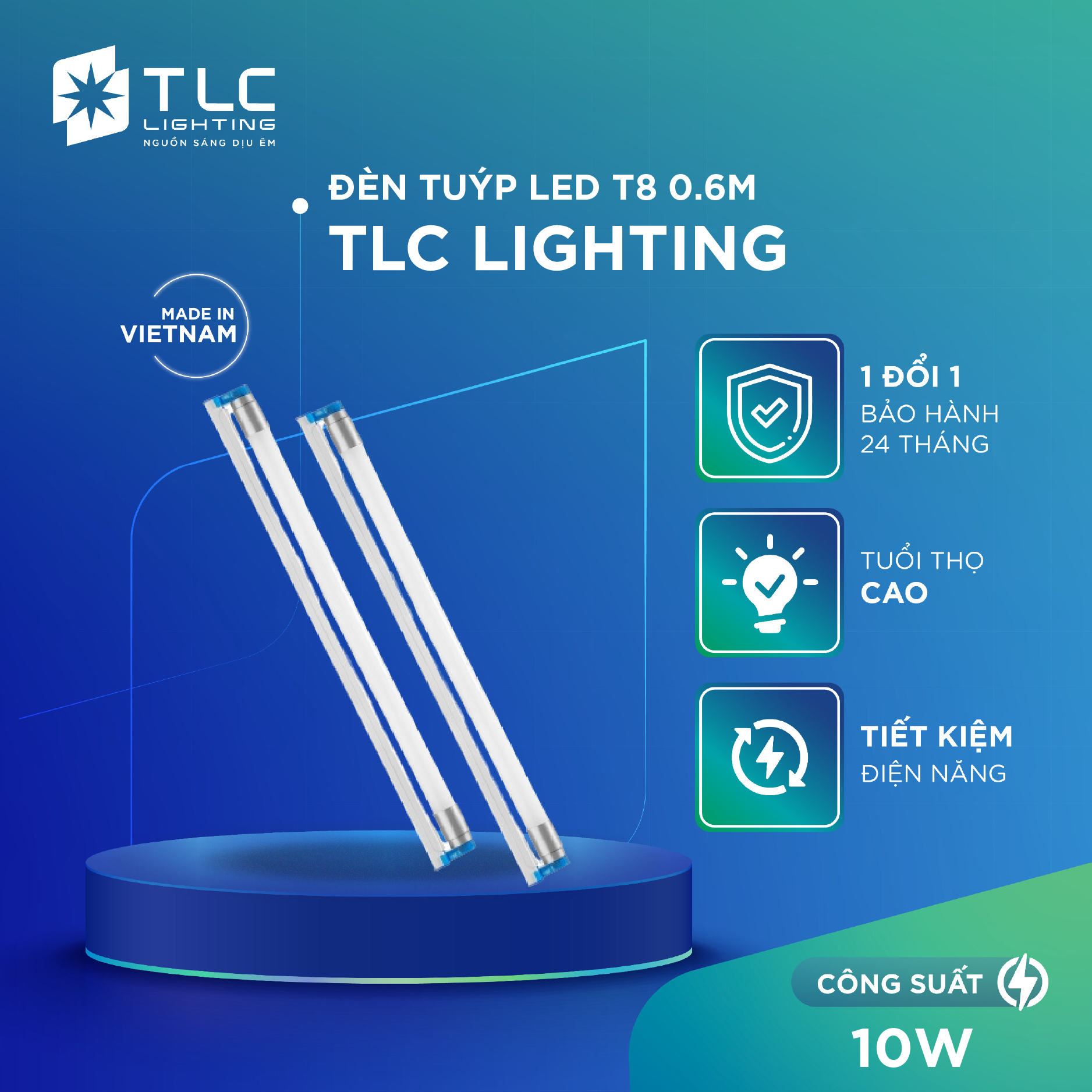 Đèn tuýp led t8 tlc lighting bảo hành 1 đổi 1 trong 2 năm