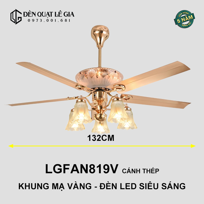 Quạt trần tân cổ điển lê gia lgfan819v | quạt trần đẹp