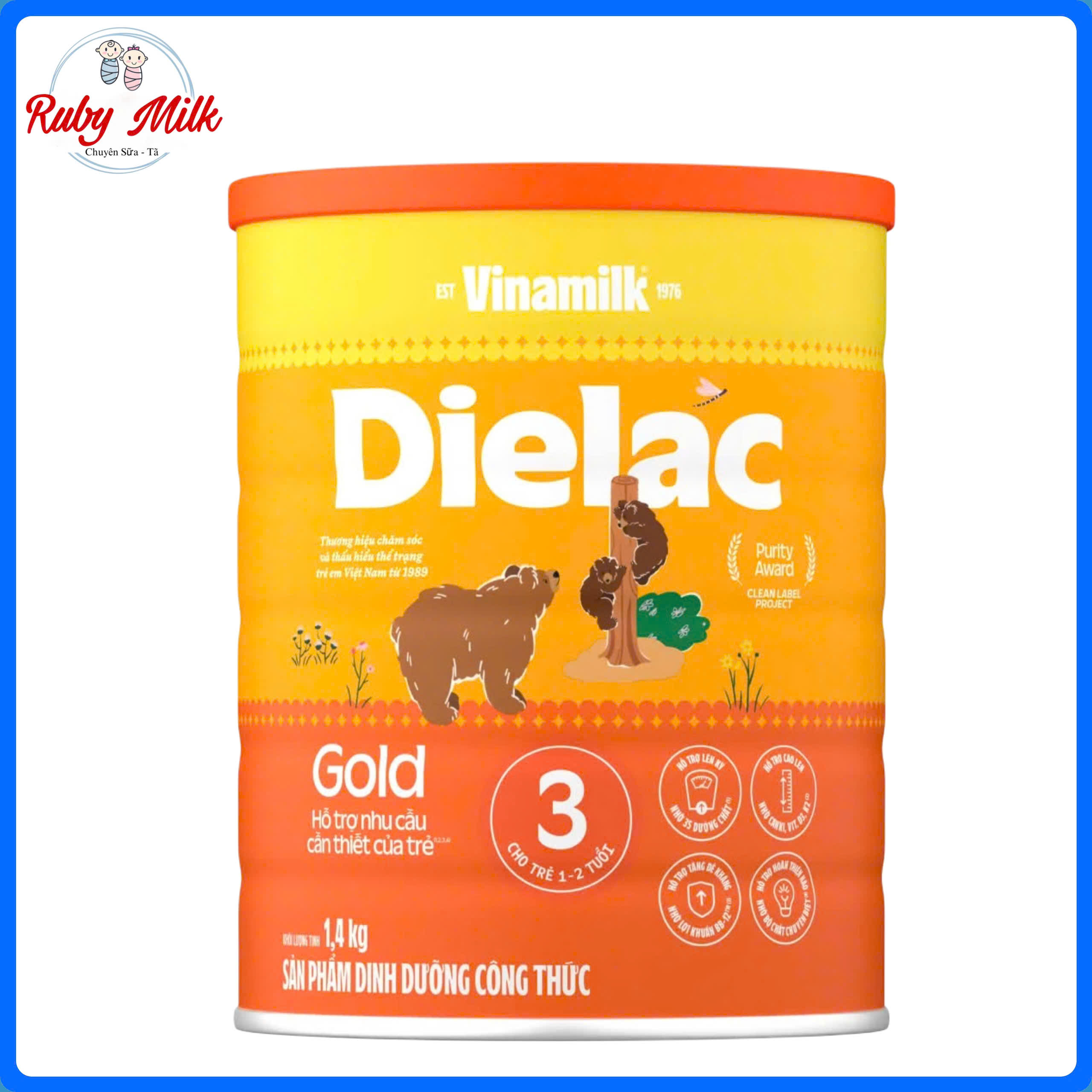 [Date 12.2026] Sữa bột Dielac Alpha Gold 3 - lon 1.4kg (cho trẻ từ 1 - 2 tuổi)
