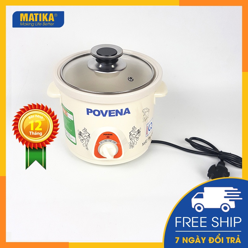 Nồi kho cá 💖povena💖 nồi nấu chậm đa năng 1,5l-135w chức năng ninh hầm pvn-15
