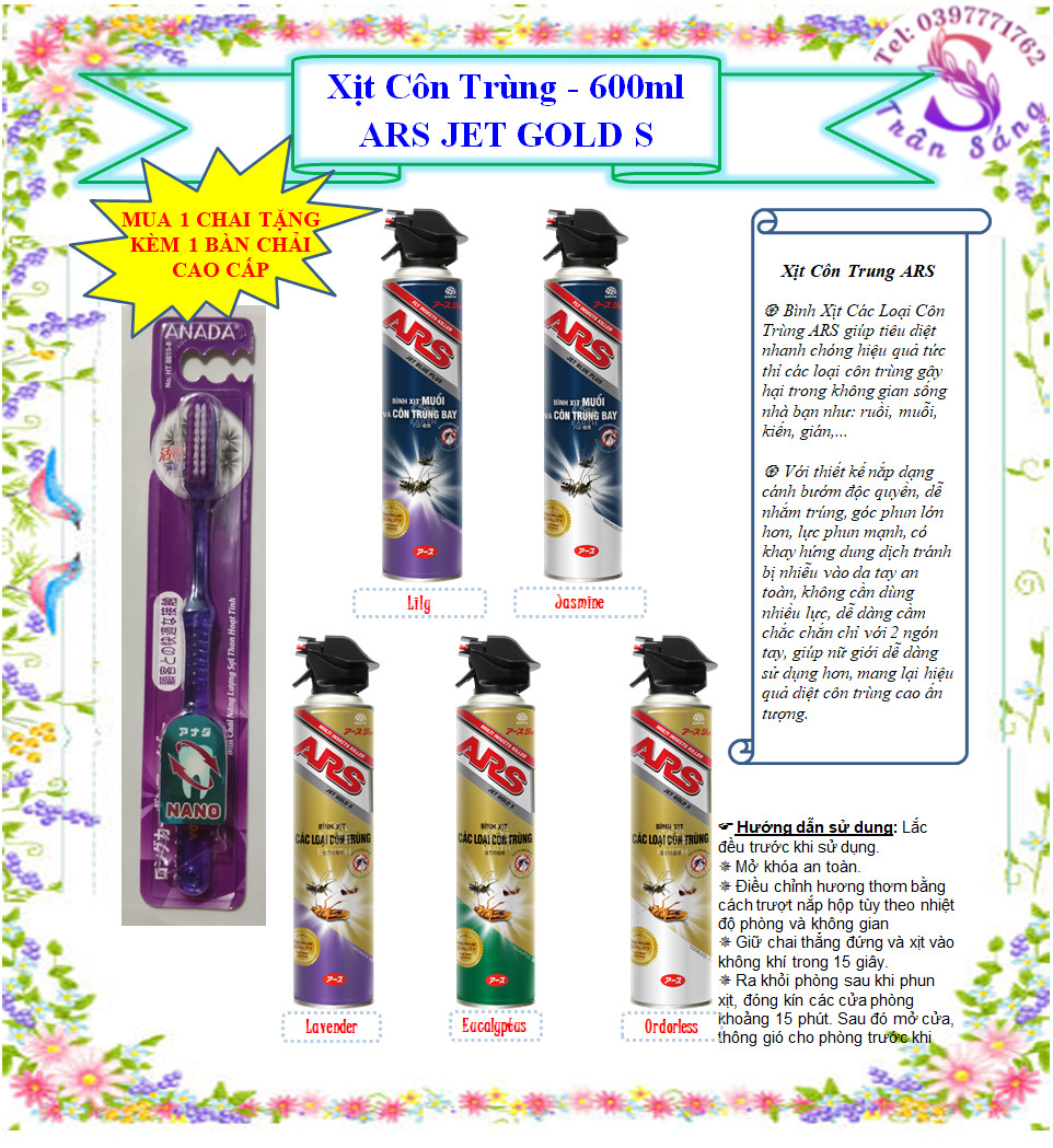 Tặng bàn chải CAO CẤP khi mua Bình xịt côn trùng ARS JET GOLD S (GIÁ KHÔNG ĐỔI)