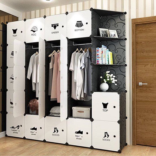 TỦ NHỰA LẮP GHÉP 25 Ô (GỒM 3 KỆ GÓC) ĐỂ QUẦN ÁO ĐA NĂNG