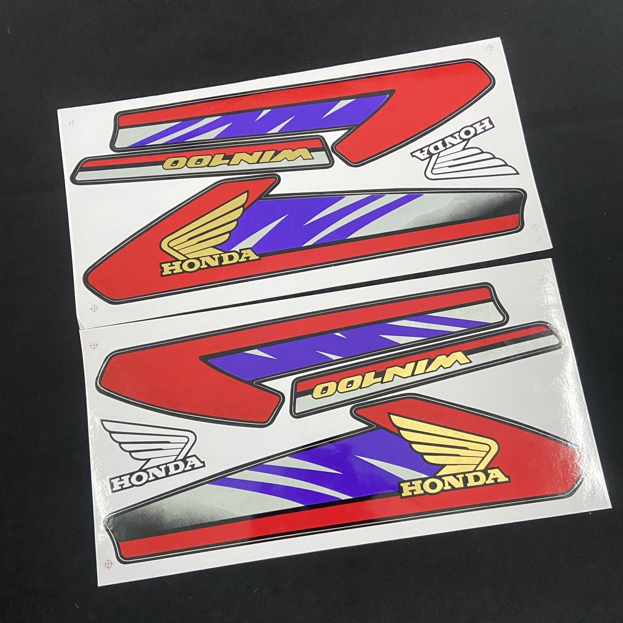 (WIN100) Nguyên bộ tem xe 3 lớp like zin cao cấp cho xe HONDA WIN 100 (MÀU ĐỎ)