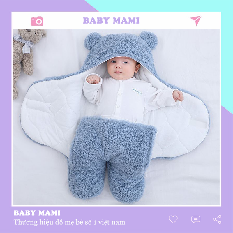 Chăn Ủ Cho Bé Sơ Sinh Cao Cấp Trần Lông Cừu Túi Ngủ Cho Bé Mùa Đông Ấm Áp Khăn Ủ Cho Bé Sơ Sinh
