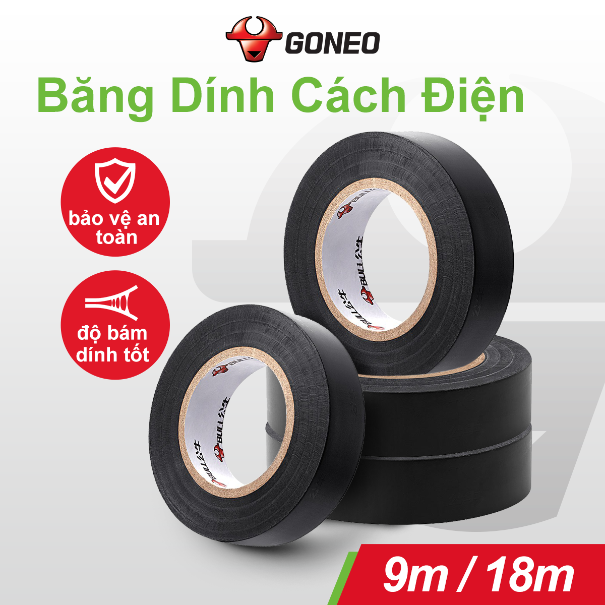 Băng Dính Cách Điện Gongniu Chống Cháy Cuộn 18m GN-ET7 (Đen) - Hàng Chính Hãng