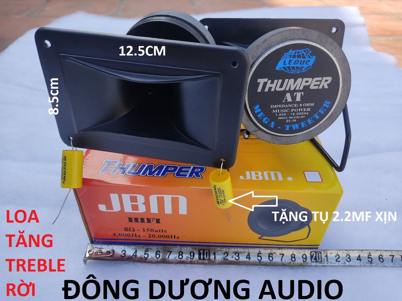 2 chiếc loa tăng treble jbm chữ nhật kèm tụ cản 2.2mf tốt