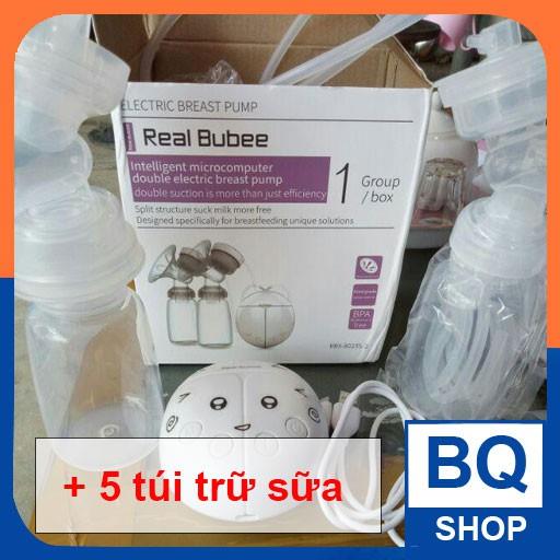 【HOT SALE】 BQShop Máy hút sữa điện đôi Real Bubee tặng 5 túi zip trữ sữa