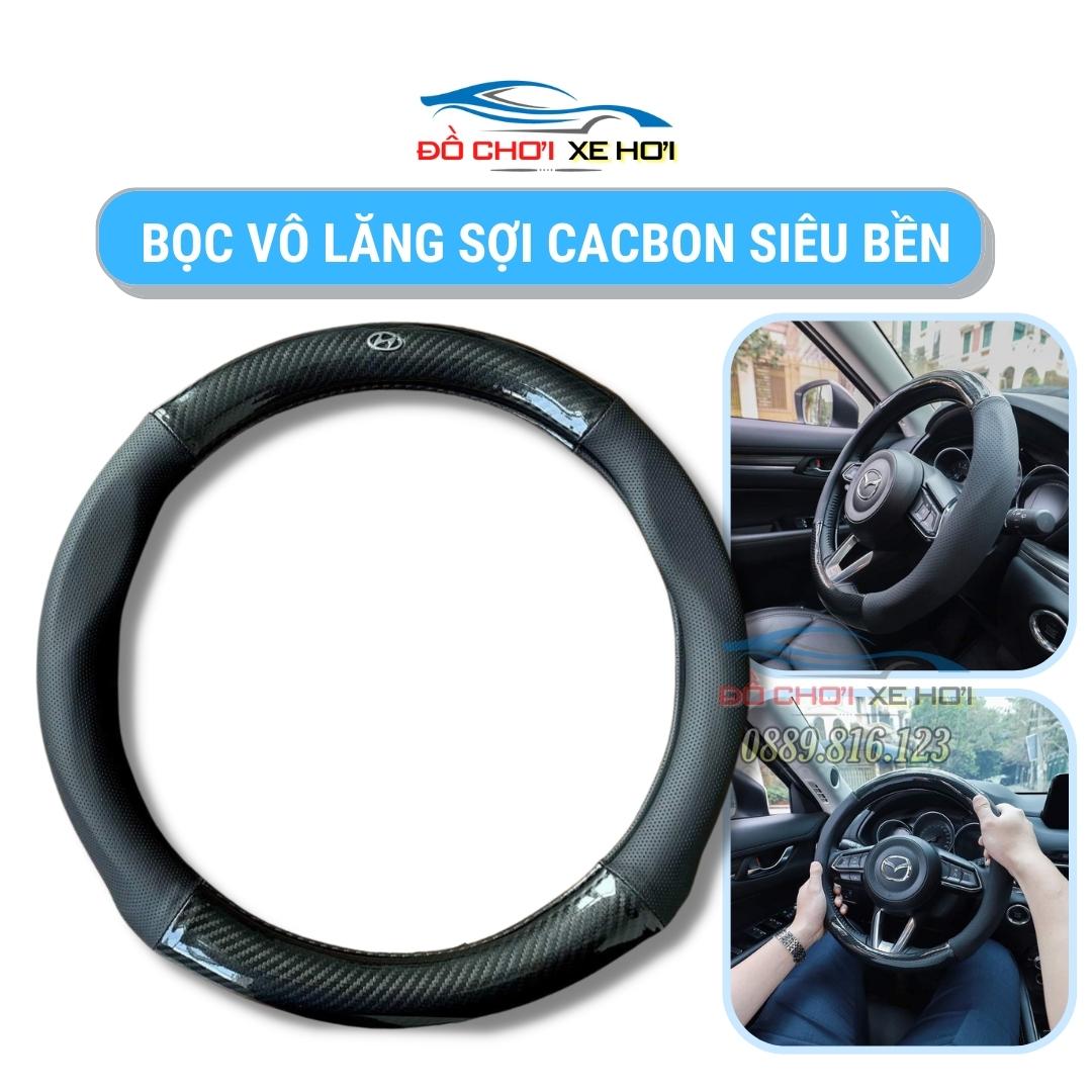 Bọc vô lăng cacbon kèm logo Hãng Cao cấp