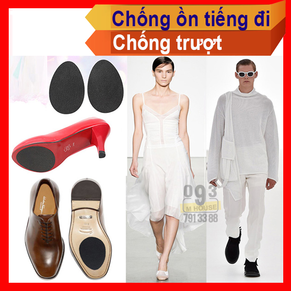 Combo 4 miếng lót giày chống trơn trượt dùng cho nam nữ keo dán đế giày 9x6cm