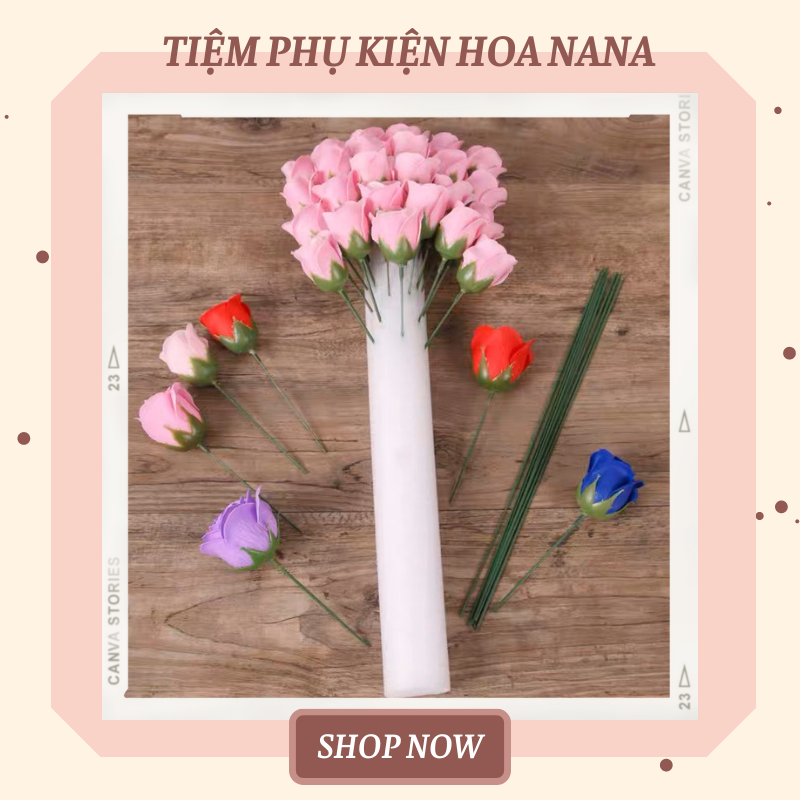Xốp cây dẻo cắm hoa, đường kính 4cm, làm thân bó hoa giả - hoa sáp - hoa giấy - hoa kẽm