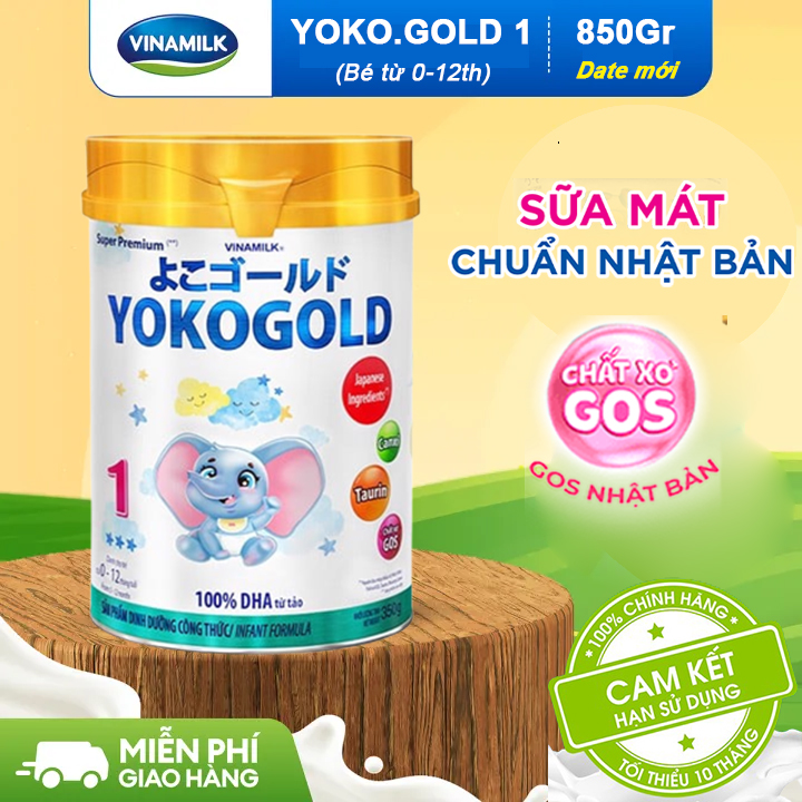 Sữa bột Yoko Gold 1 - Hộp 850Gr. Sữa mát Vinamilk cho trẻ giúp Dưỡng chất tốt từ Nhật Bản, Vị Nhạt thanh mát, Tiêu hóa khỏe, giúp bé dễ hấp thu.
