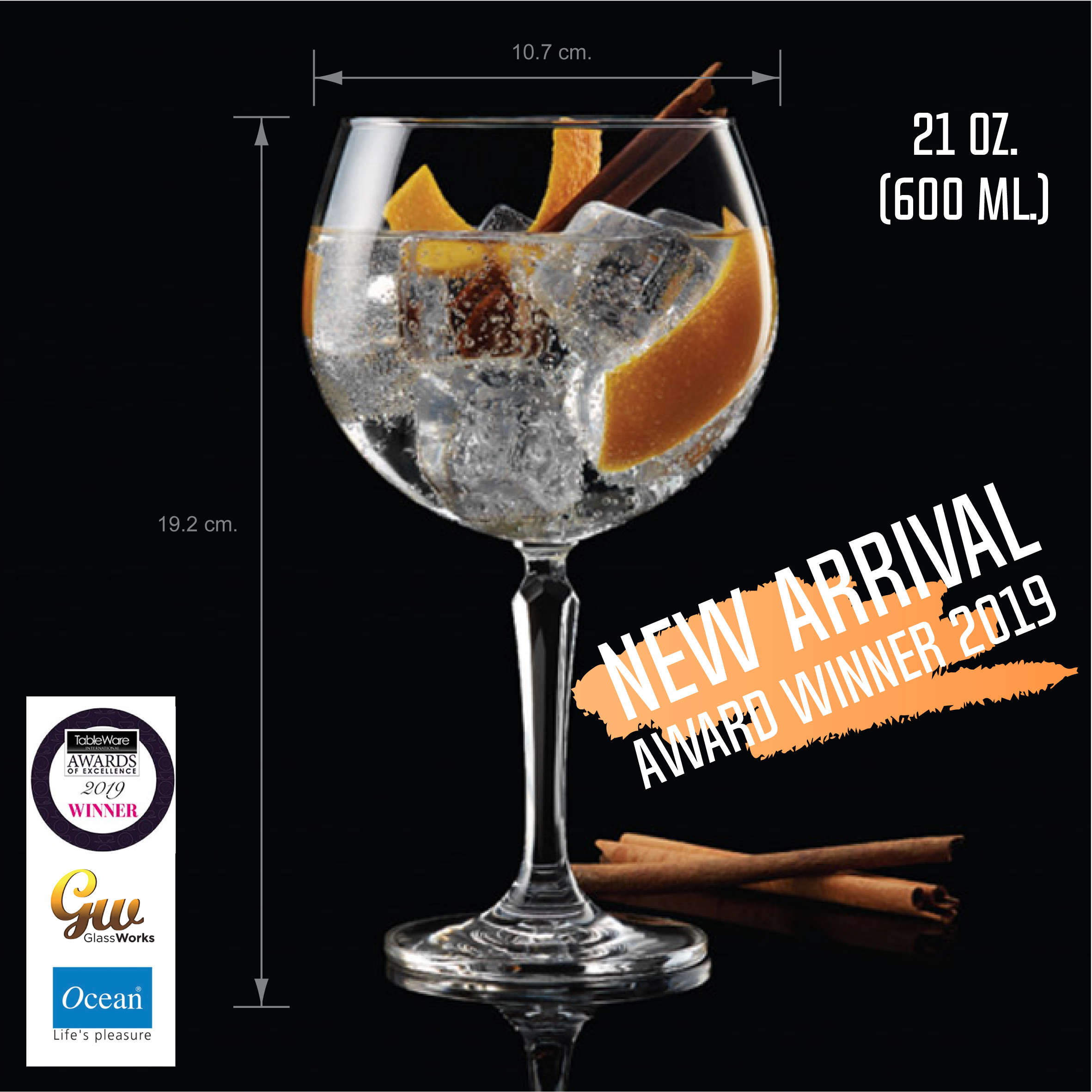 Bộ 6 ly connexion gin cocktail ocean 527d21 600ml