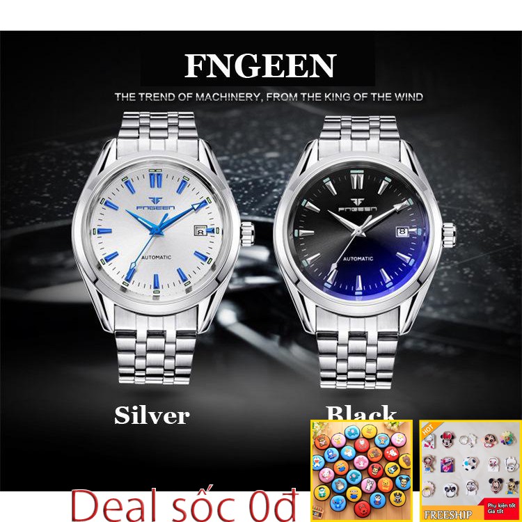 [FREESHIP Toàn quốc ] Đồng hồ nam cơ tự động FNGEEN automatic, chống nước chống xước, có lịch ngày, miễn phí vận chuyển