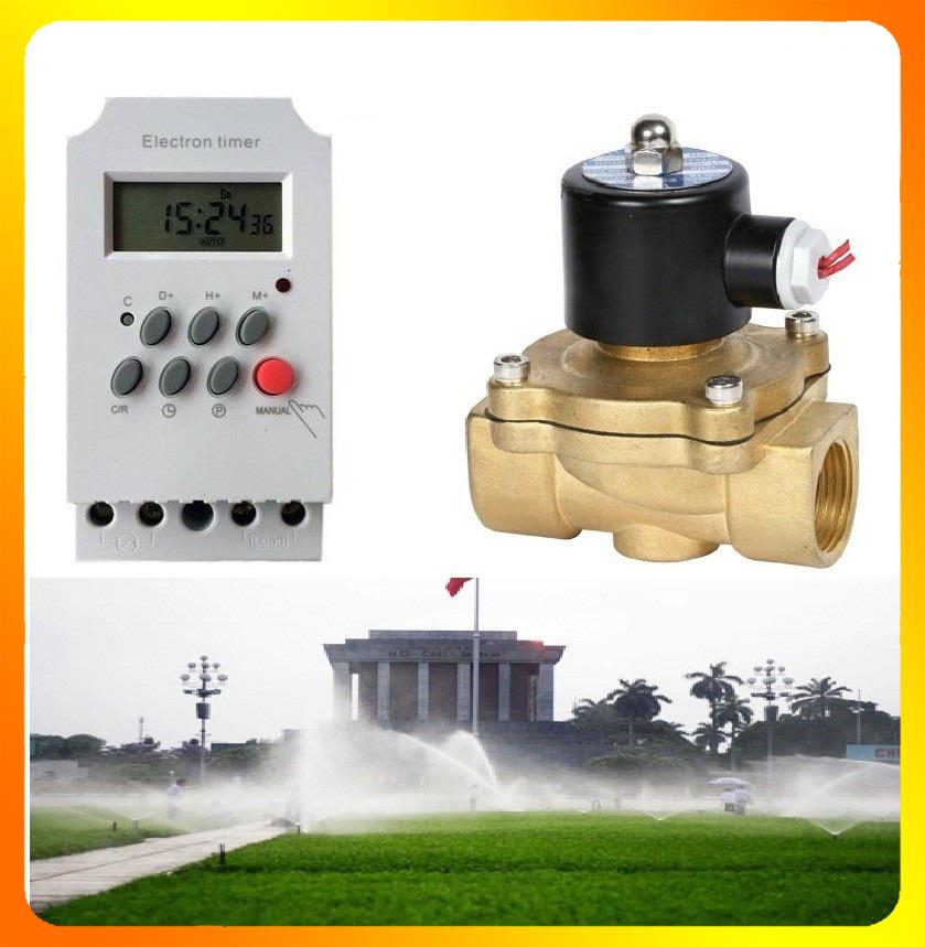 Van điện từ và công tắc hẹn giờ cho hệ thống tưới cây tự động
