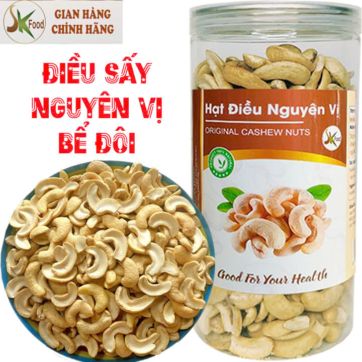 Hạt điều sạch vỏ sấy mộc bể đôi hiệu sk food