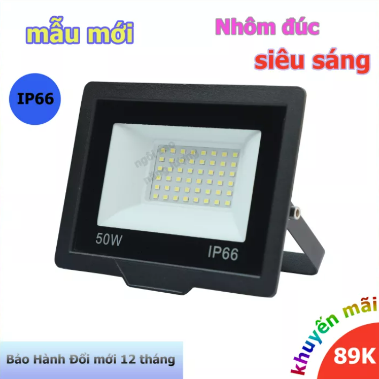 Đèn led pha 50w 100w 200w ngoài trời siêu sáng ip66 220v nhôm đúc ánh sáng trắng - bảo hành 1 năm