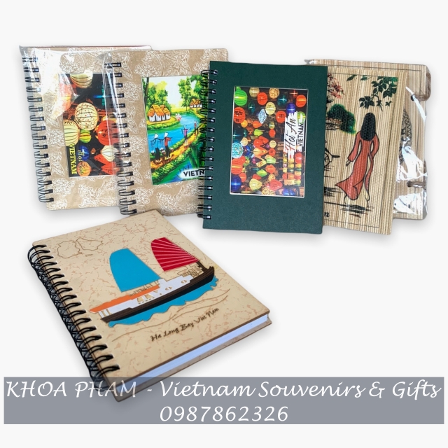 Sổ Tay Việt Nam bìa gỗ, tre, in phong cảnh địa danh du lịch nổi tiếng, quà tặng du lịch
