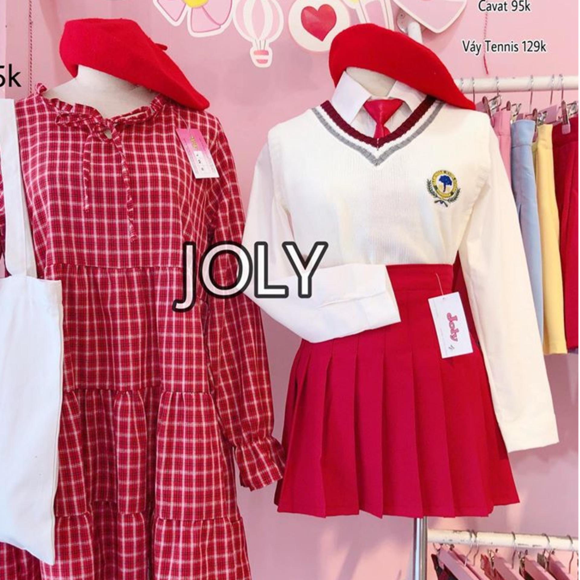 [HCM]SET HỌC SINH CAVAT CHÂN VÁY ĐỎ ĐÔ