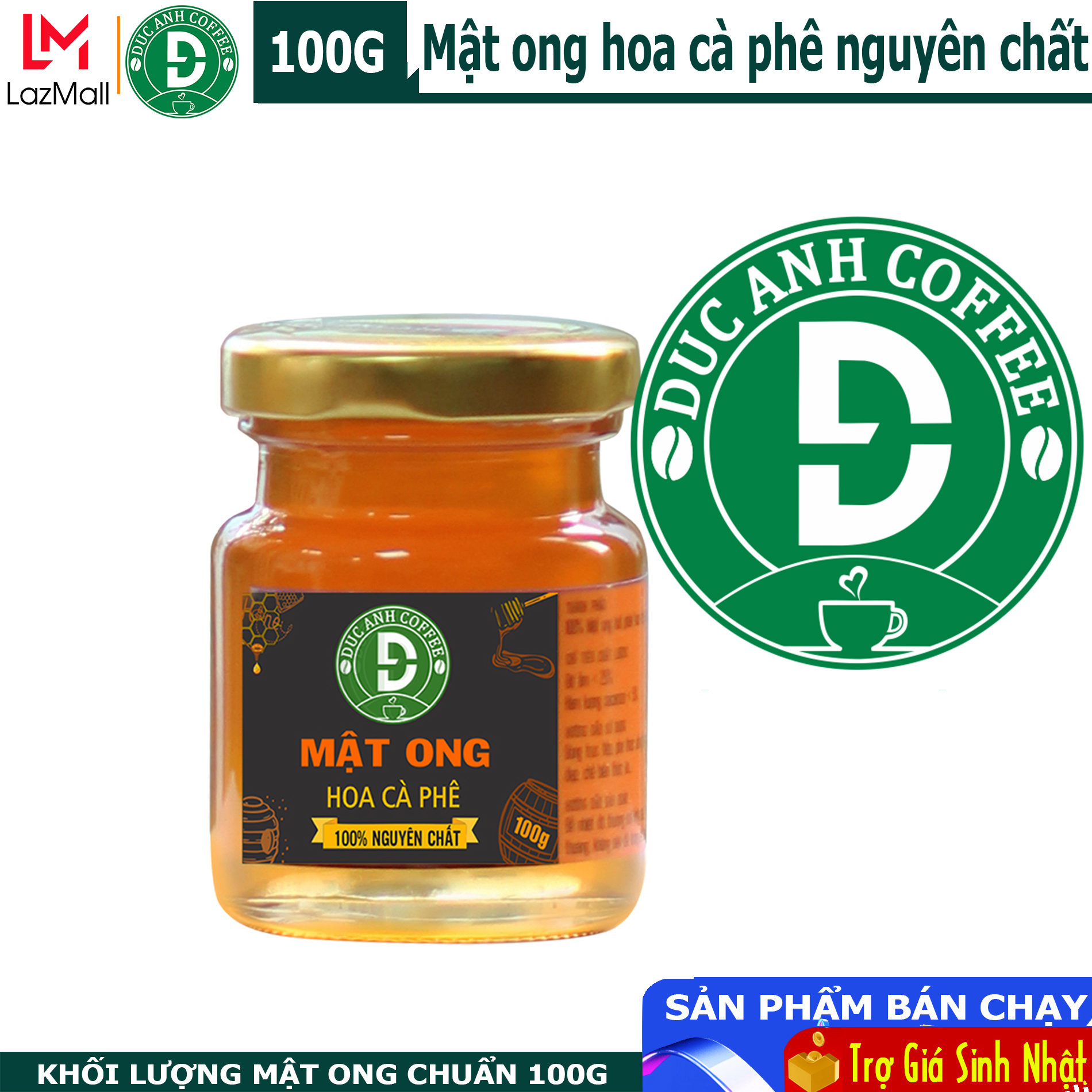 [Hũ Thủy Tinh] Mật ong hoa cà phê nguyên chất 100g - mật ông tăng sức đề kháng, làm đẹp, hỗ trợ dạ dày, Mật ong Đức Anh cam kết nguyên chất - Mat ong Duc Anh