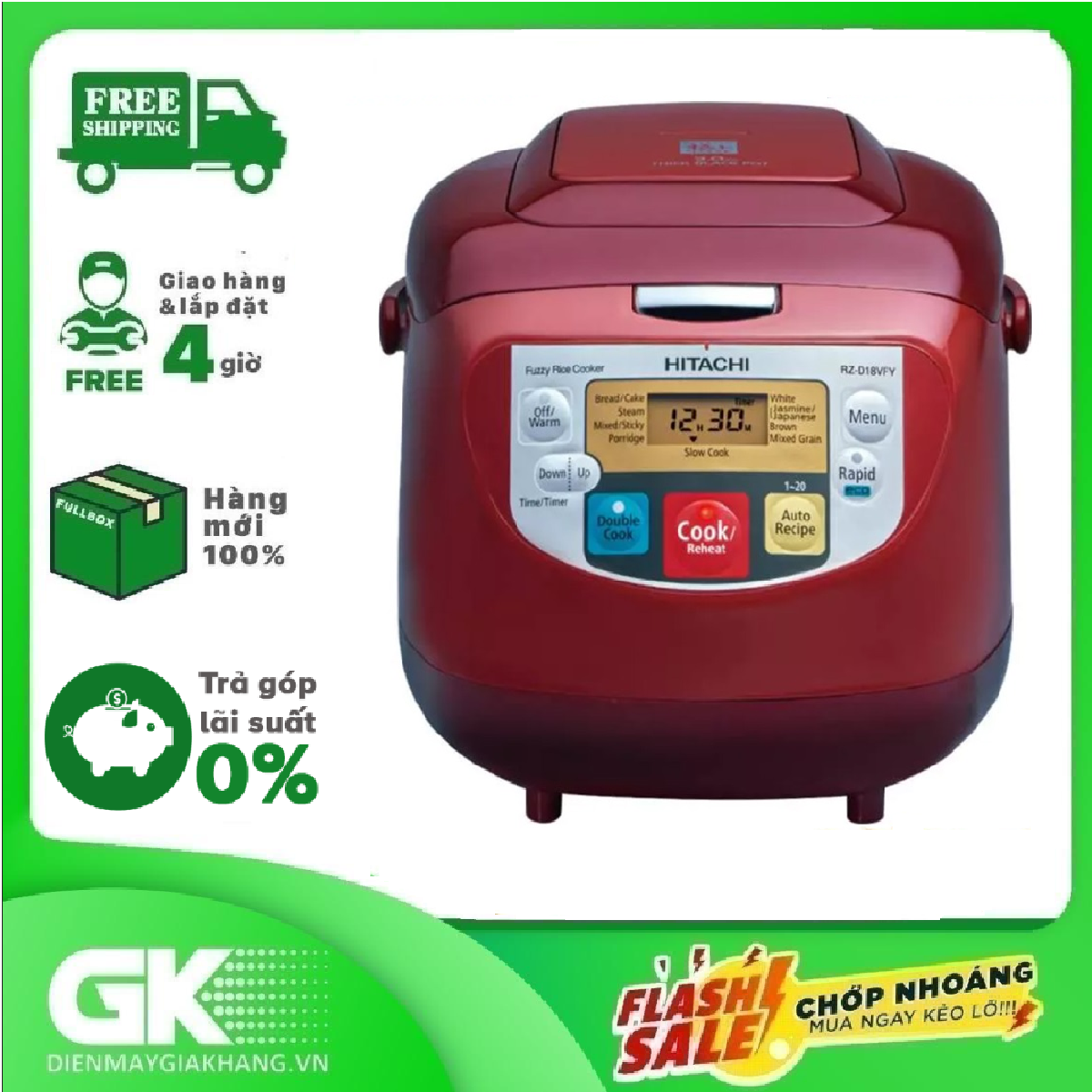 Nồi cơm điện tử Hitachi 1.8 lít RZ-D18WFY(RE) - GIAO TOÀN QUỐC - FREESHIP HCM