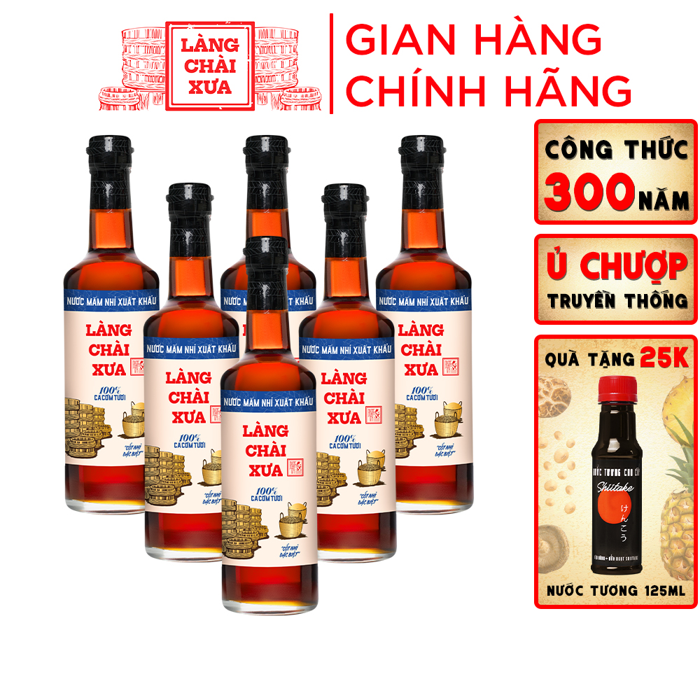 [Giảm 50% - 03 VỊ] THÙNG 6 CHAI nước mắm nhỉ Làng chài Xưa xuất khẩu nhãn xanh  thủy tinh 500ml cốt nhỉ đặc biệt vị dịu nhẹ gu Việt Kiều giới trẻ thành thị