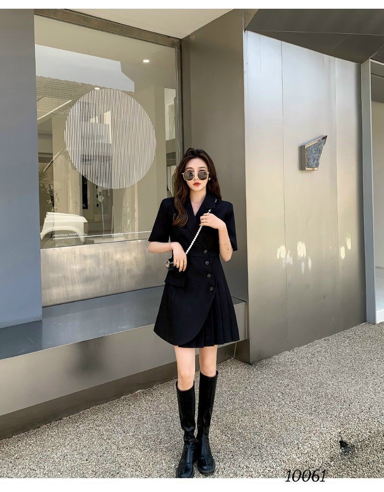 Đầm vest nữ/ Đầm vest xếp ly công sở/ Đầm nữ công sở đẹp- Đầm đẹp, đầm xếp ly màu trắng đen xanh mẫu mới big size từ 40kg- 71kg