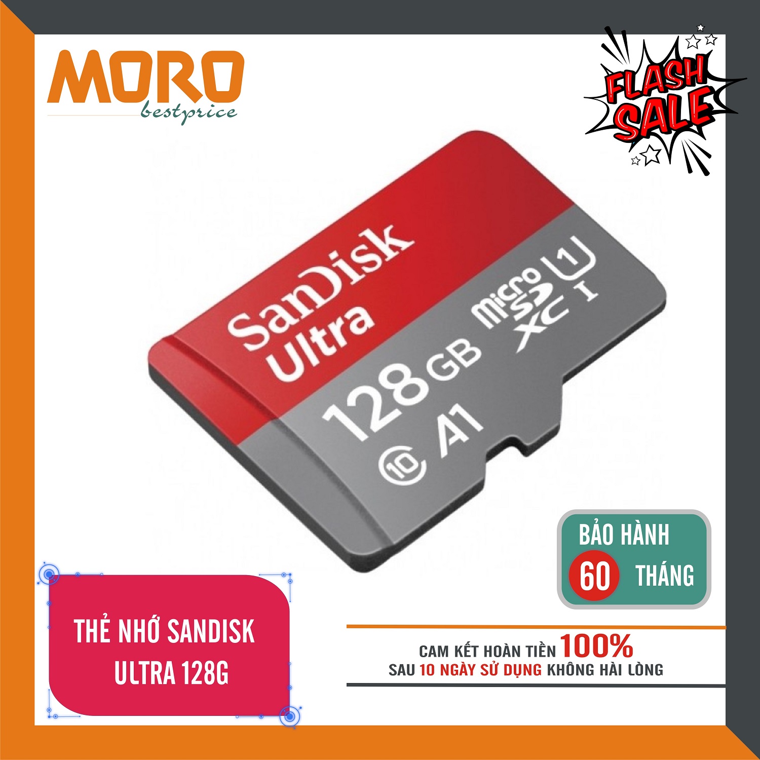 Thẻ nhớ microsdhc sandisk ultra 128gb - nhập khẩu - bảo hành 5 năm