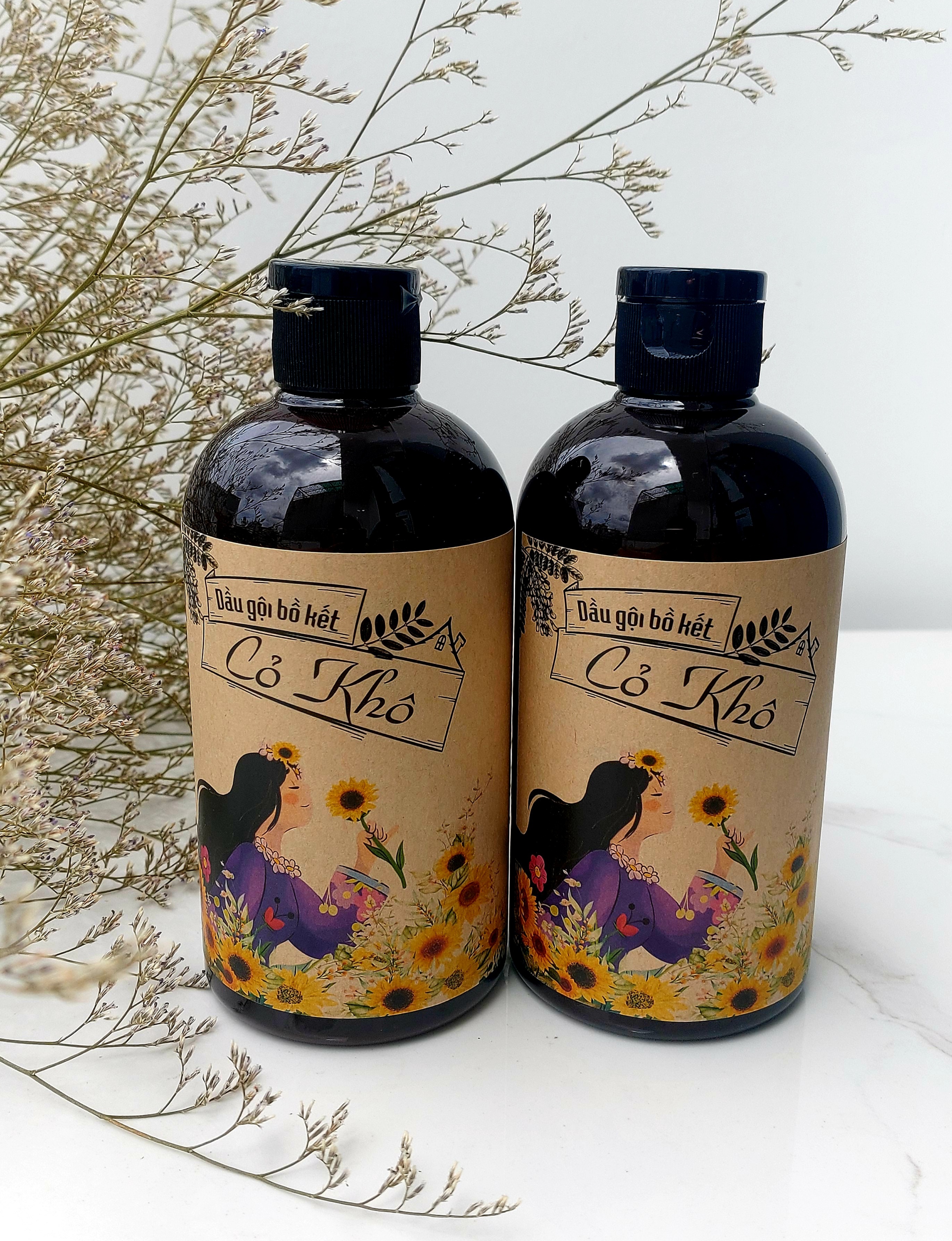 Combo hai chai dầu gội bồ kết Cỏ Khô 300ml
