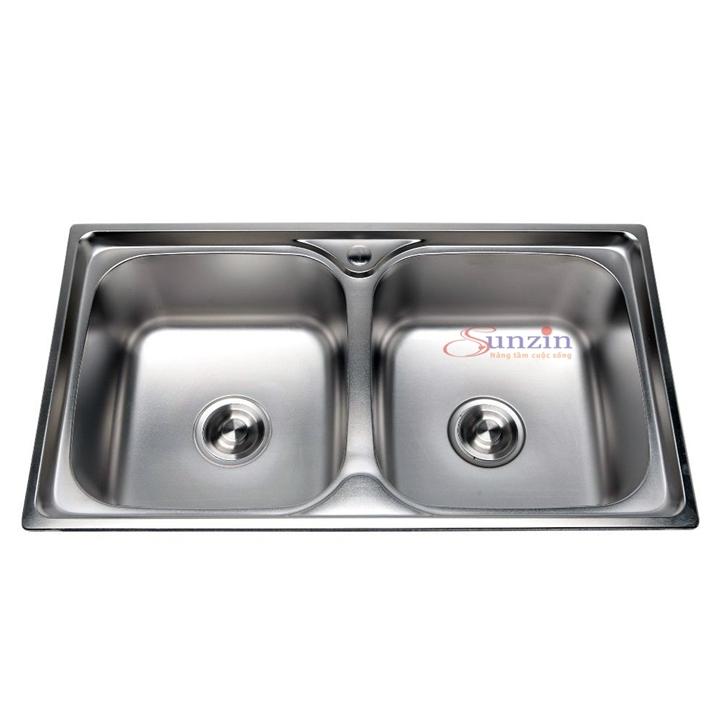 Bồn rửa chén 2 hộc kích thước 78cm x 43cm, chất liệu inox