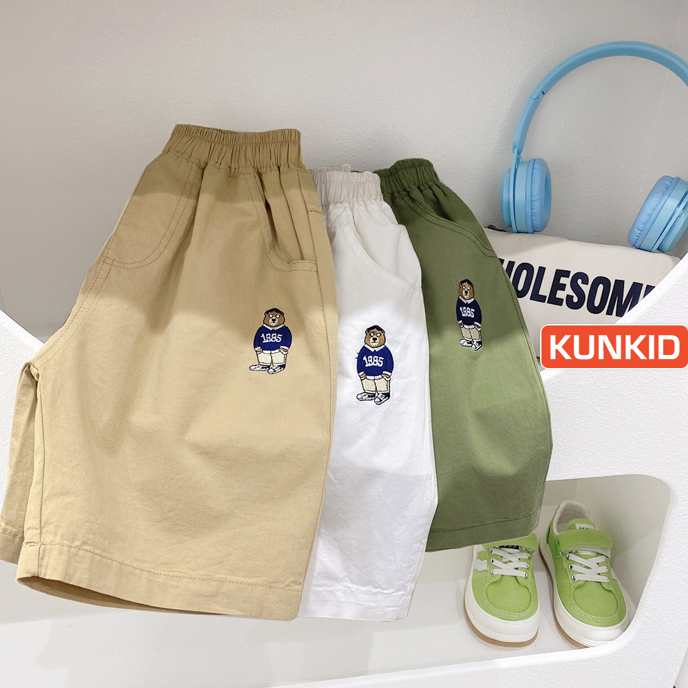 Quần short kaki trẻ em - Quần sọc thô bé trai hàng Quảng Châu Kunkid