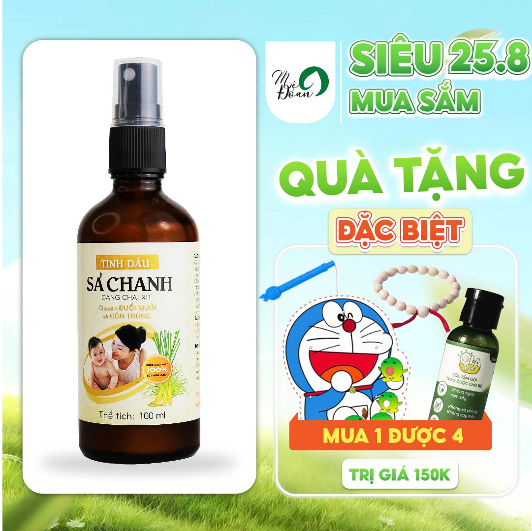 Tinh dầu chanh sả Mệ Đoan 100ml, tinh dầu đuổi muỗi thơm phòng, tinh dầu nguyên chất xông phòng