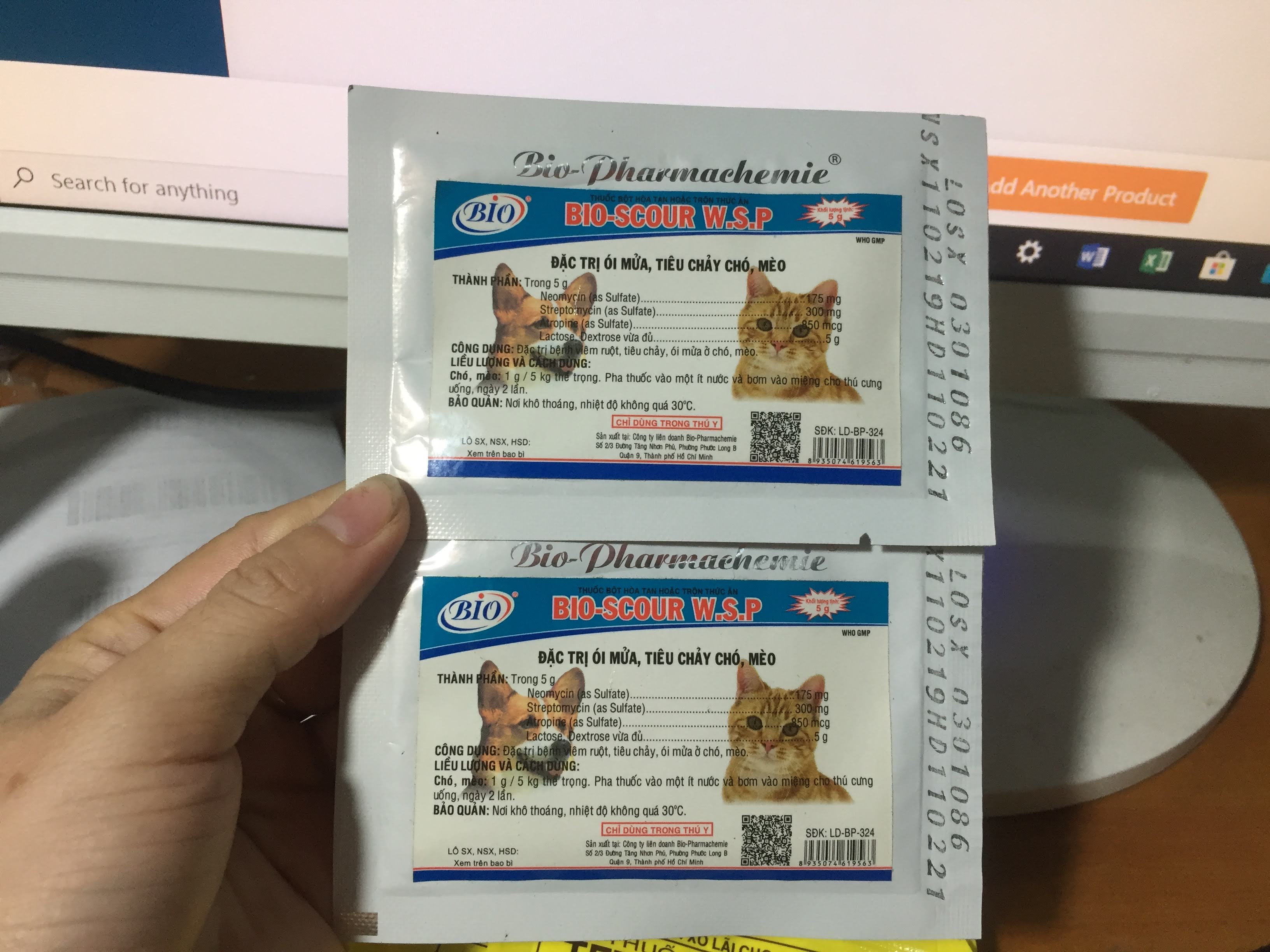 Combo 2 gói bột ngưng ói mửa tiêu chảy chó mèo hiệu BIO W.S.P