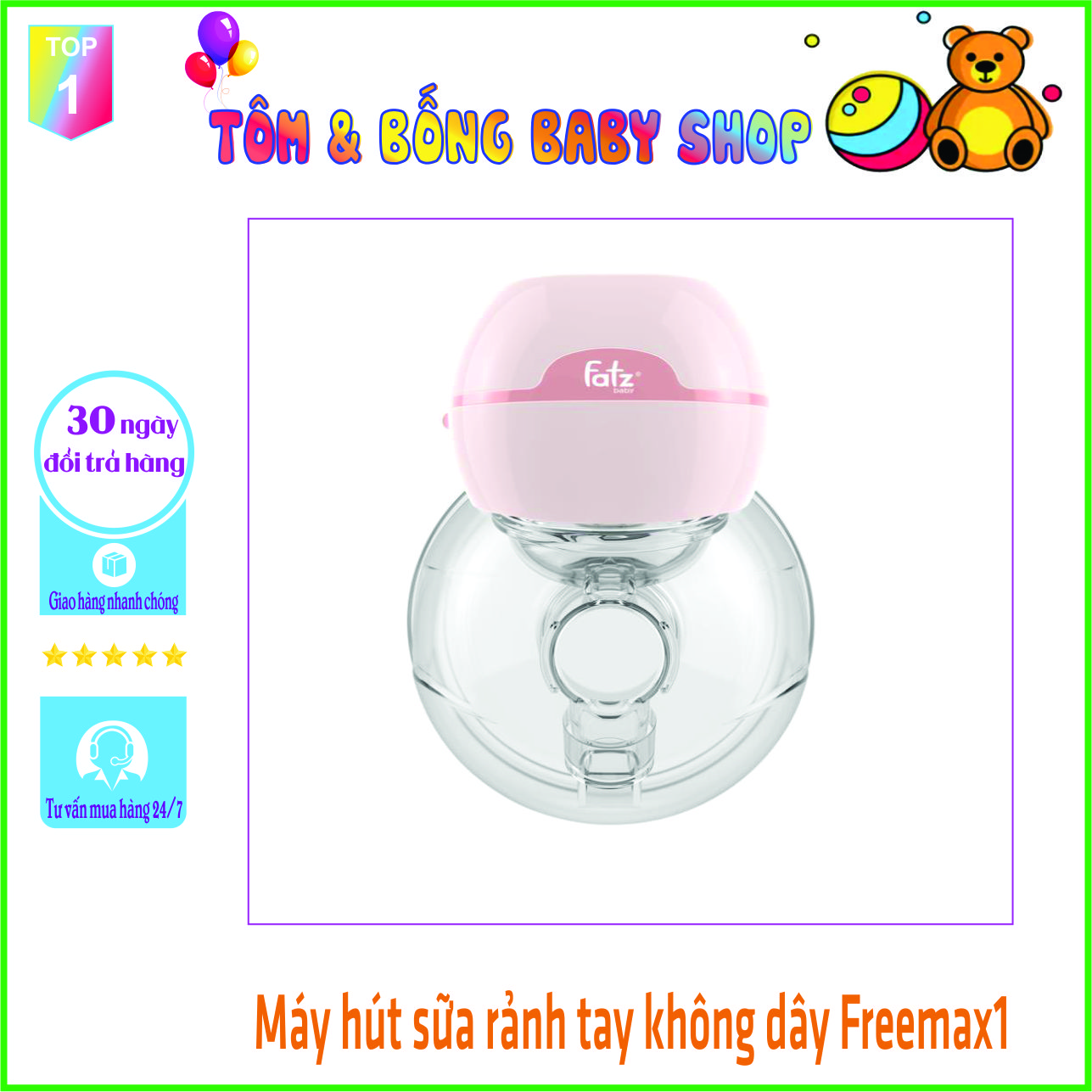 Máy hút sữa vắt sữa không dây rảnh tay Fatz Baby Freemax 1 GIÁ 1 MÁY -