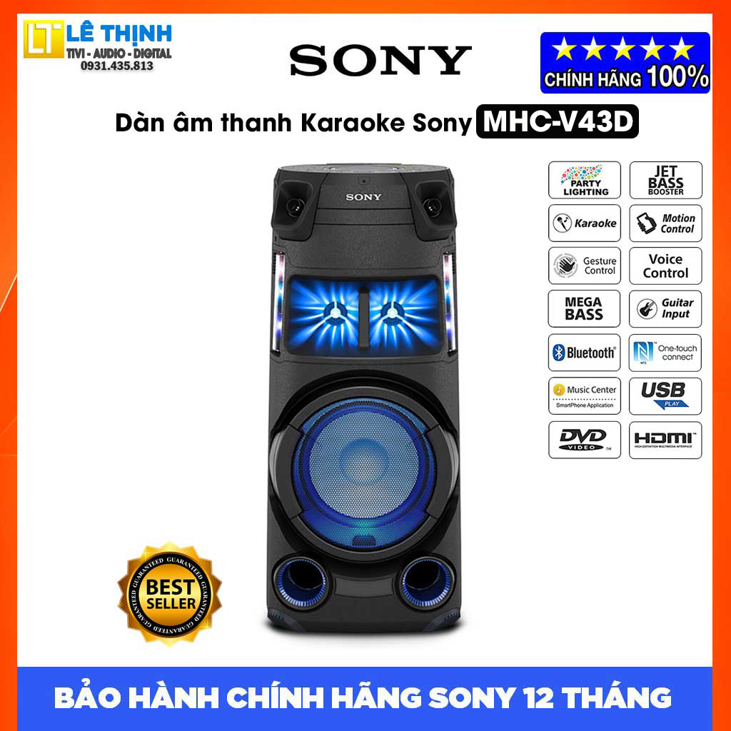 Dàn âm thanh Hifi Karaoke Sony MHC-V43D - Chính hãng - Bảo hành chính hãng Sony 12 tháng toàn quốc