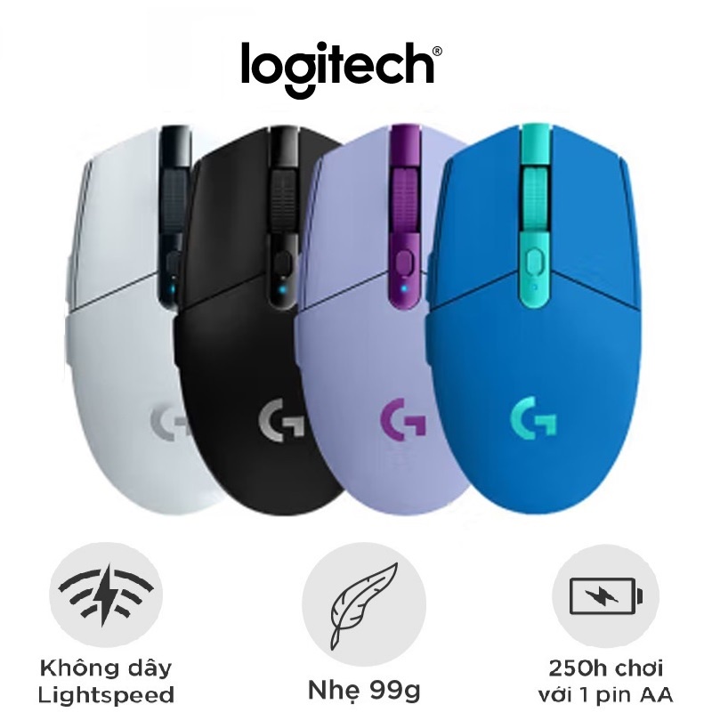 Chuột Máy Tính Gaming Không Dây Logitech G304 Wireless 6 Nút Gồm Pin, Pin 250h