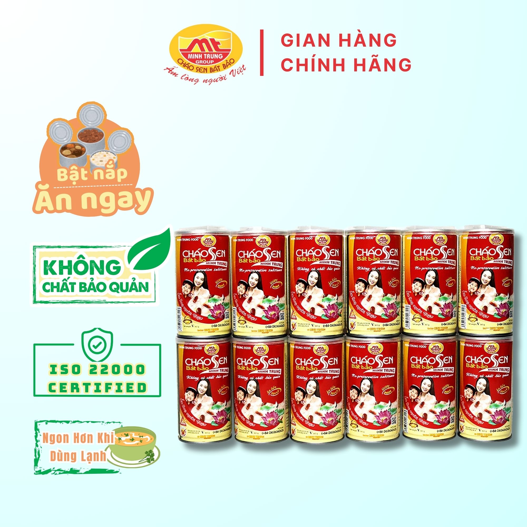Cháo sen bát bảo Minh Trung set 12 lon