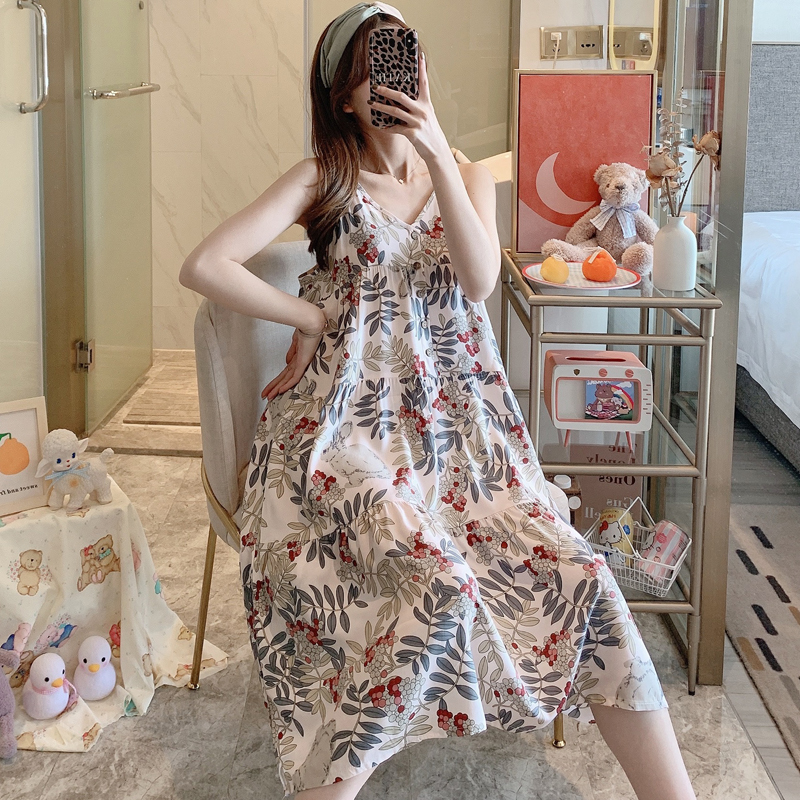 Váy Bầu Mặc Nhà Đầm Bầu Lanh 2 Dây Mặc Nhà VN60